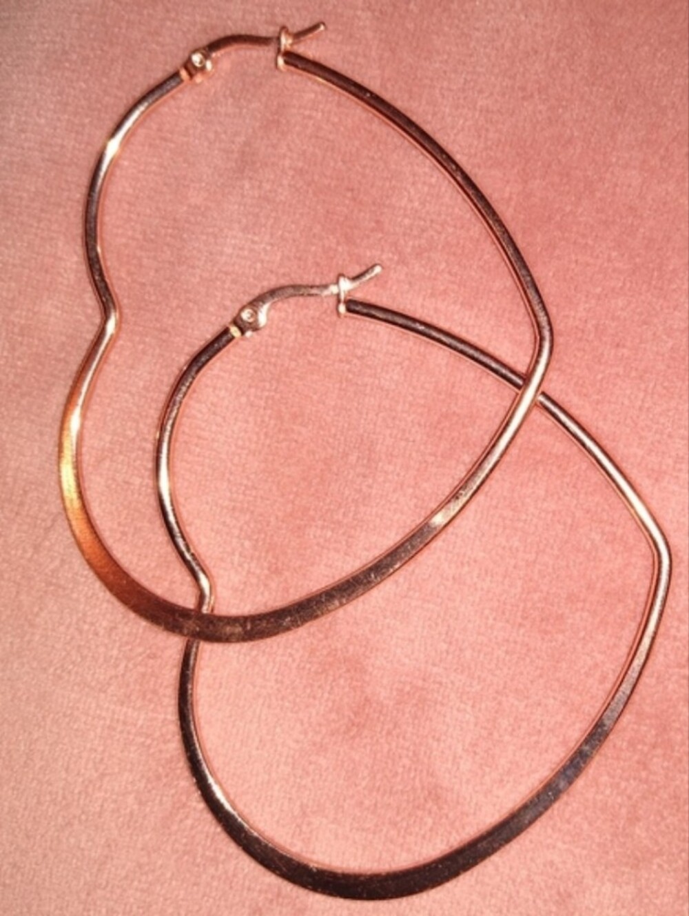 Rose Gold Heart Hoops Large 60mm Hoop Earrings Big Minimalist Hearts Modern Art